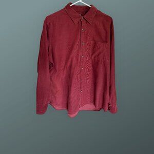 Uniqlo Men’s Red Corduroy Button-Up Shirt - Large
